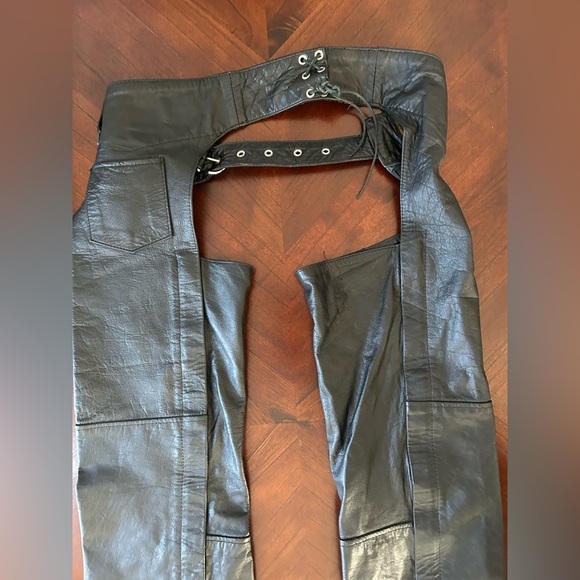 Hudson Leather Black Chaps motorcycle men’s - Picture 4 of 6